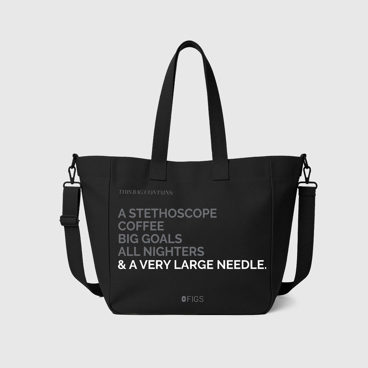 A Very Large Needle Detachable Strap Tote - Black