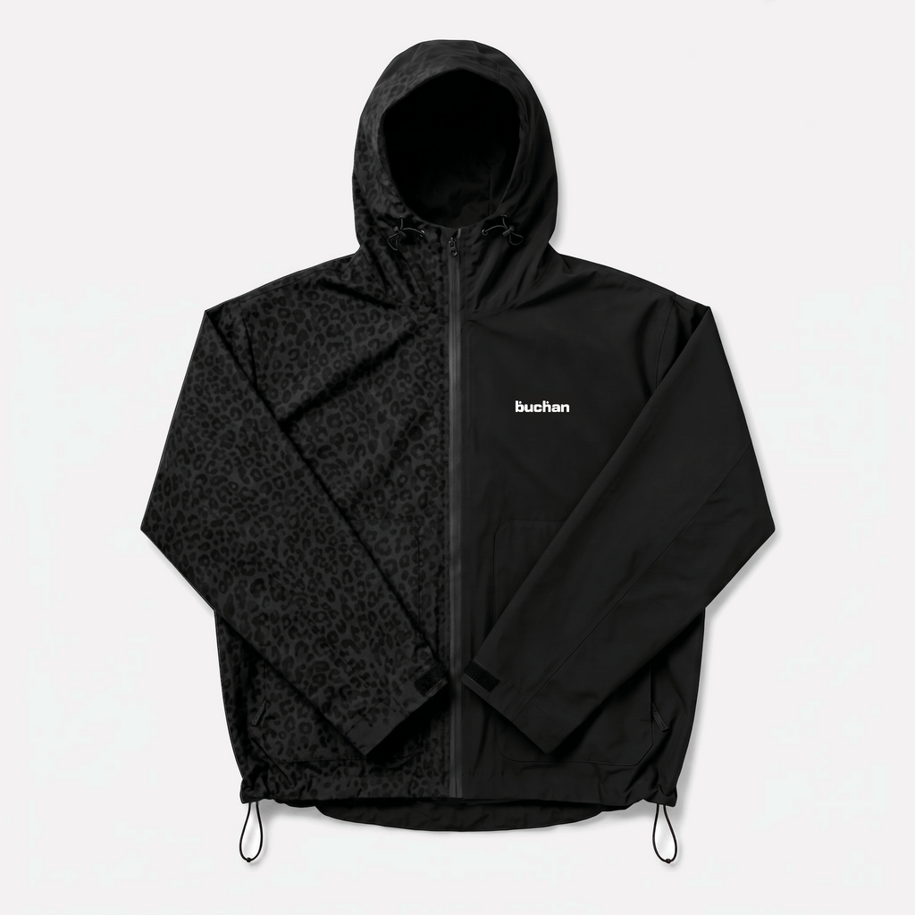 Water Reactive Cheetah Rain Jacket - Black