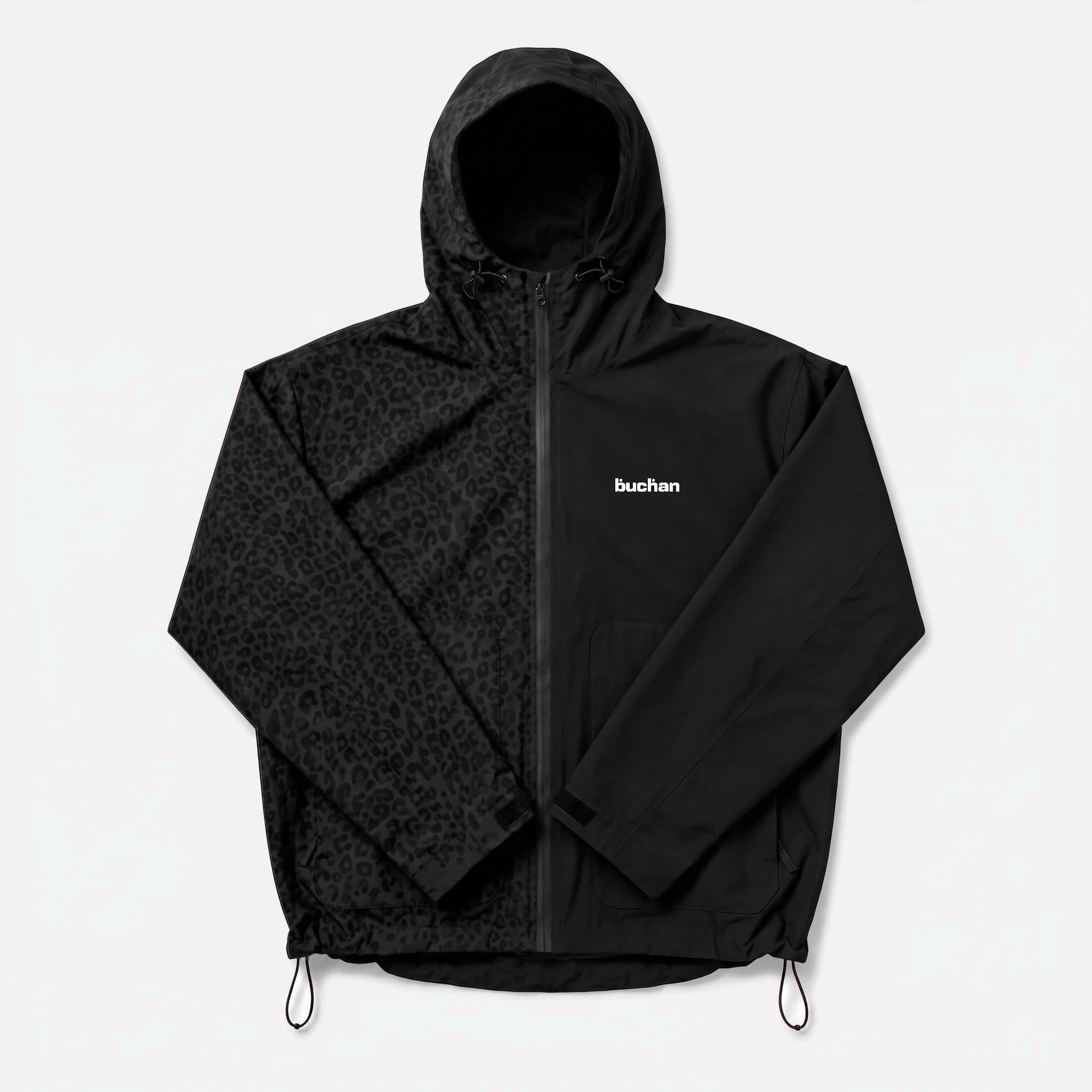 Water Reactive Cheetah Rain Jacket - Black