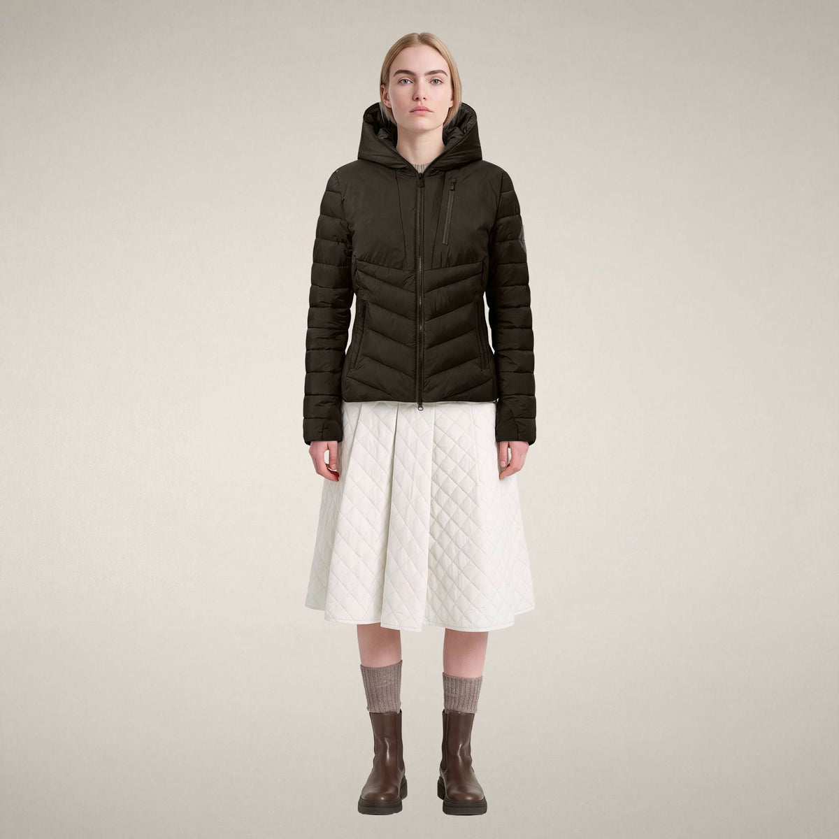 Women's Puffer Jacket Natasha in Major Brown
