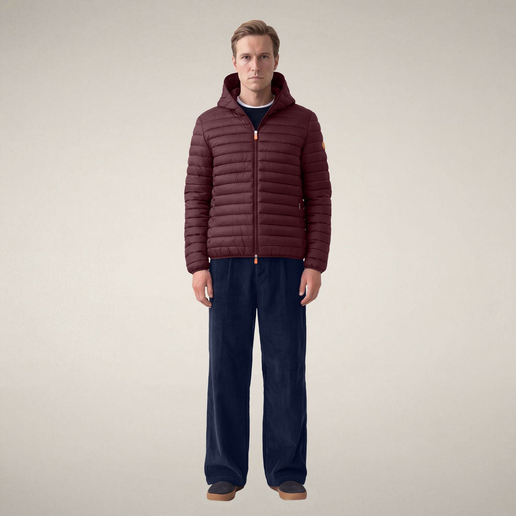 Men's Puffer Jacket Donald in Burgundy Black