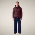 Men's Puffer Jacket Donald in Burgundy Black