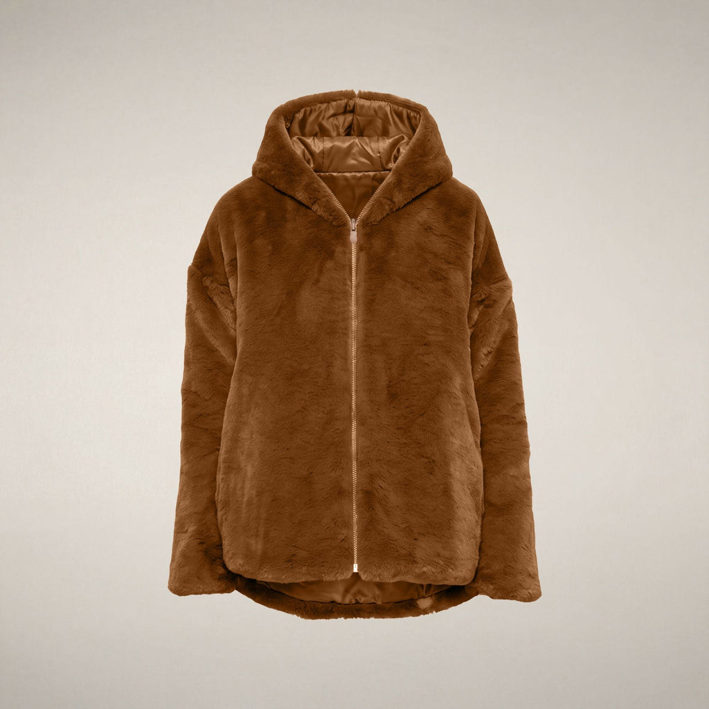 Women's Reversible Faux Fur Jacket Davina in Noisette Brown