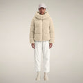Women's Faux Fur Puffer Jacket Lenora in Shore Beige