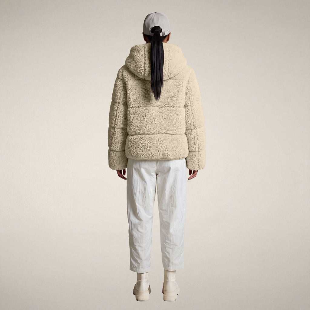 Women's Faux Fur Puffer Jacket Lenora in Shore Beige