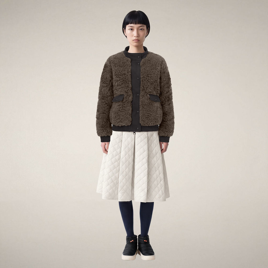 Women's Faux Fur Puffer Jacket Valery in Soil Brown