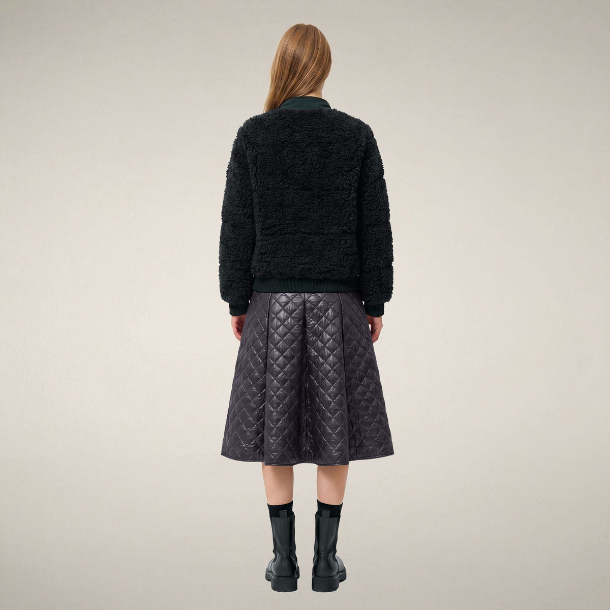 Women's Faux Fur Puffer Jacket Valery in Nori Green