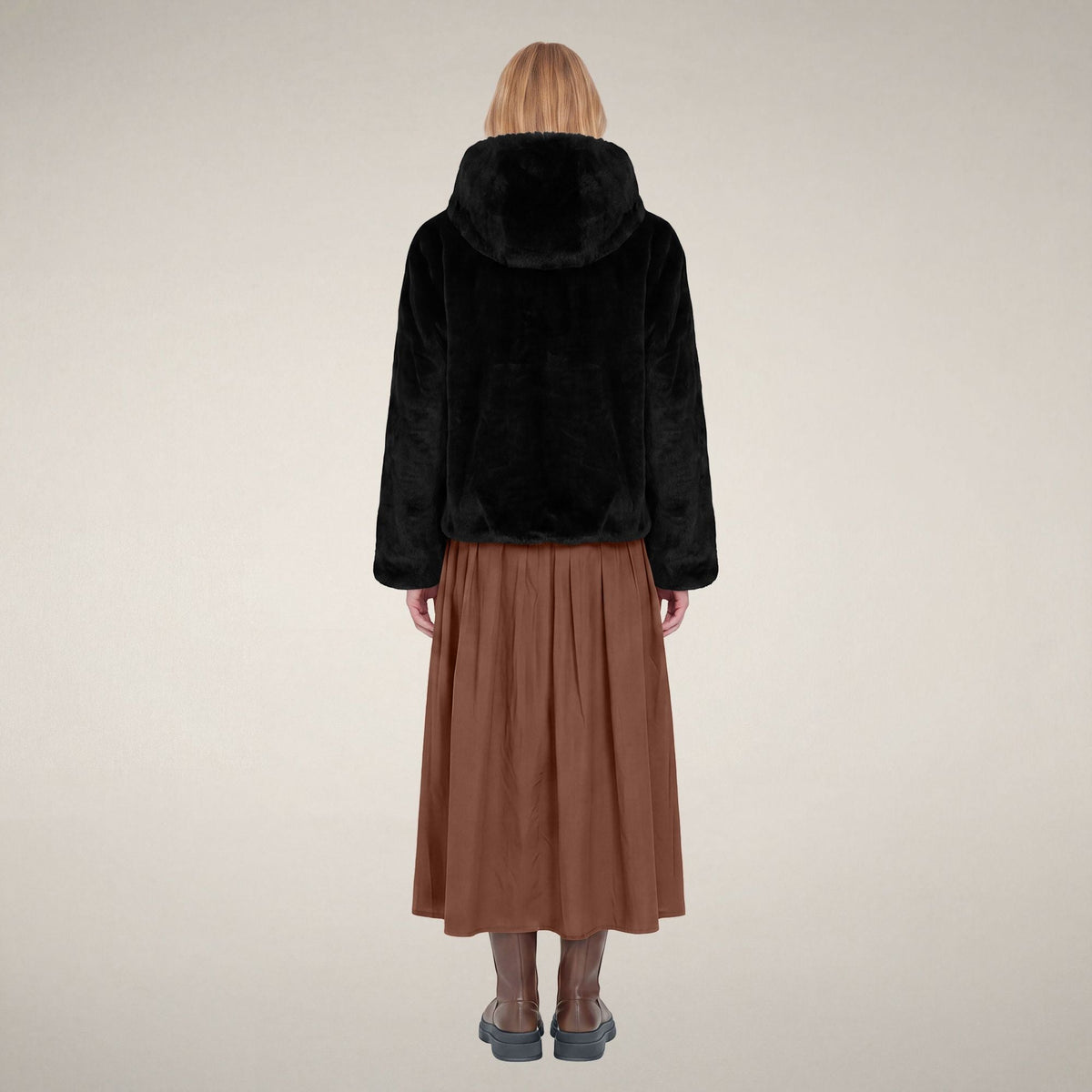 Women's Reversible Faux Fur Jacket Laila in Black