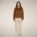 Women's Reversible Faux Fur Jacket Laila in Noisette Brown