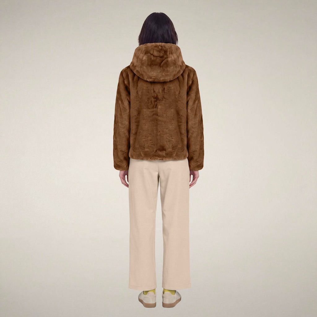 Women's Reversible Faux Fur Jacket Laila in Noisette Brown