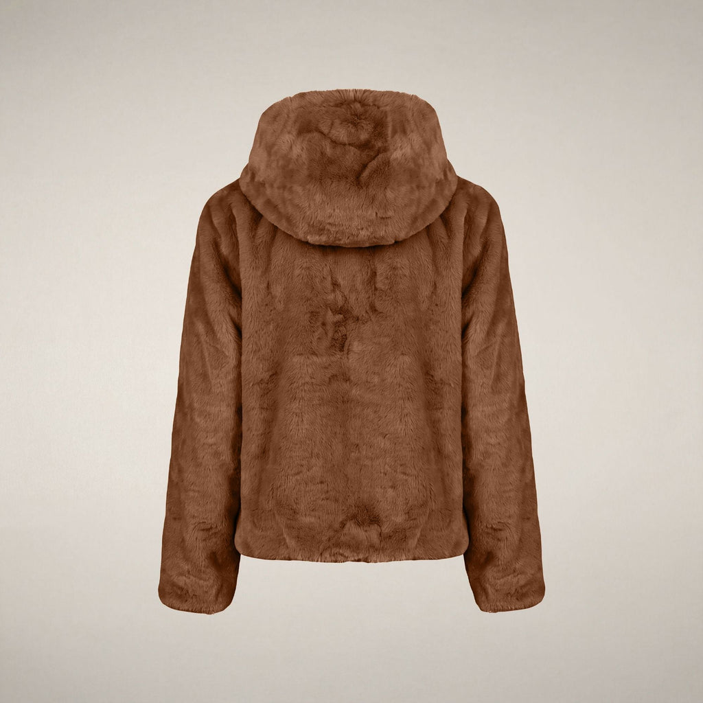 Women's Reversible Faux Fur Jacket Laila in Noisette Brown