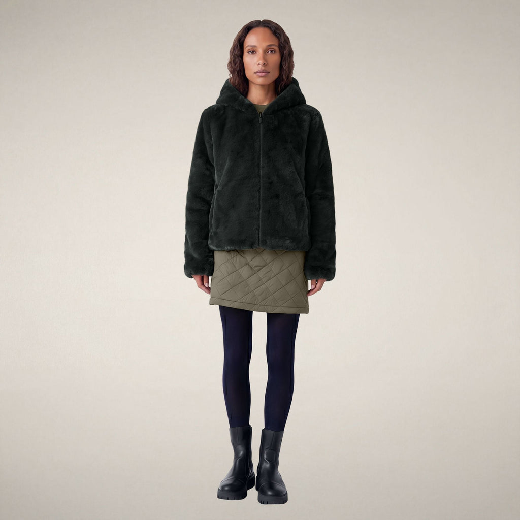 Chaqueta reversible de piel sintética para mujer Laila en verde Nori