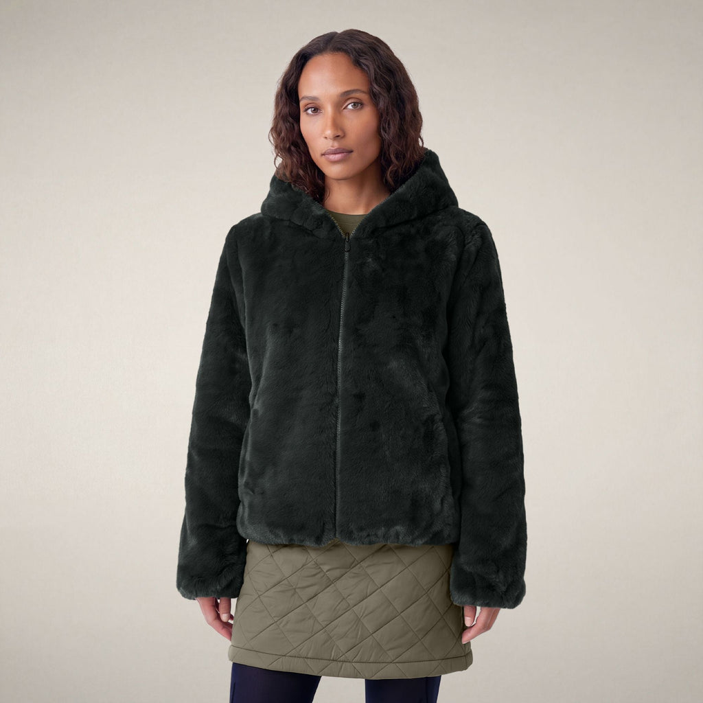 Chaqueta reversible de piel sintética para mujer Laila en verde Nori