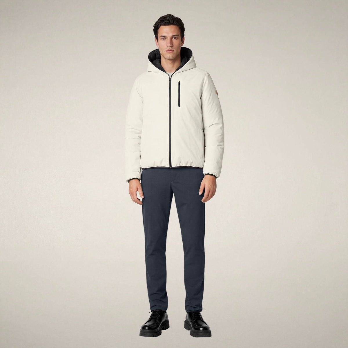 Men's Reversible Puffer Jacket Ezra in Rainy Beige