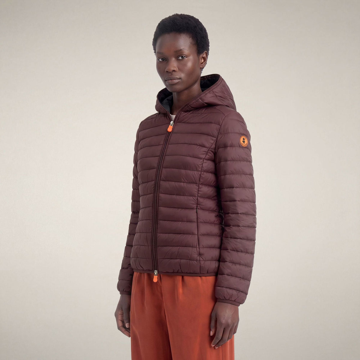 Women's Puffer Jacket Daisy in Burgundy Black
