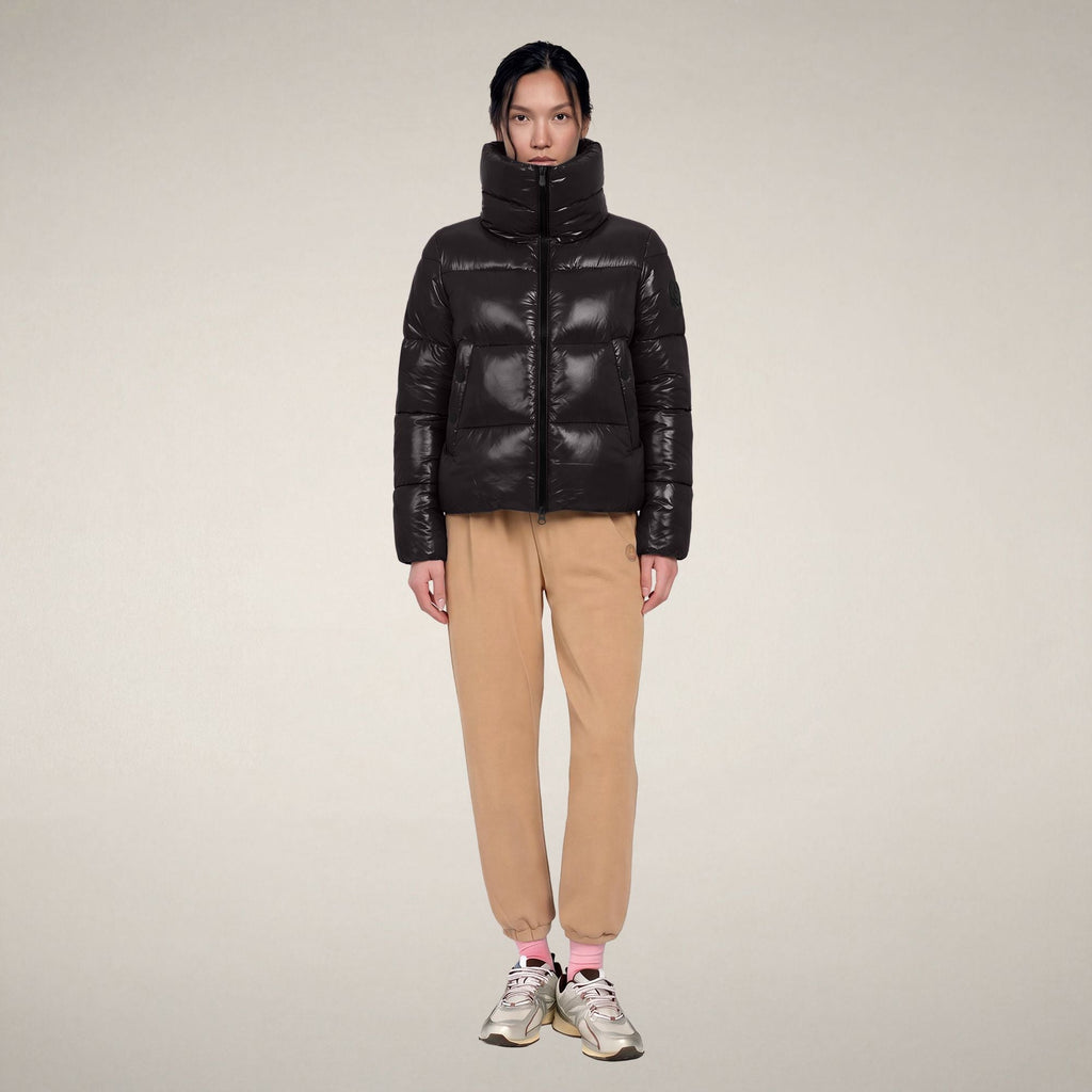 Women's Puffer Jacket Isla in Brown Black