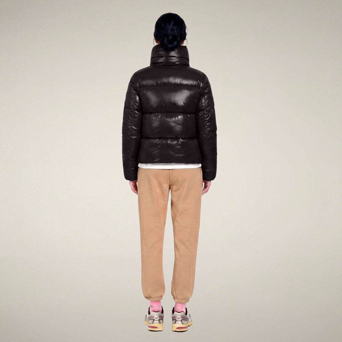 Women's Puffer Jacket Isla in Brown Black