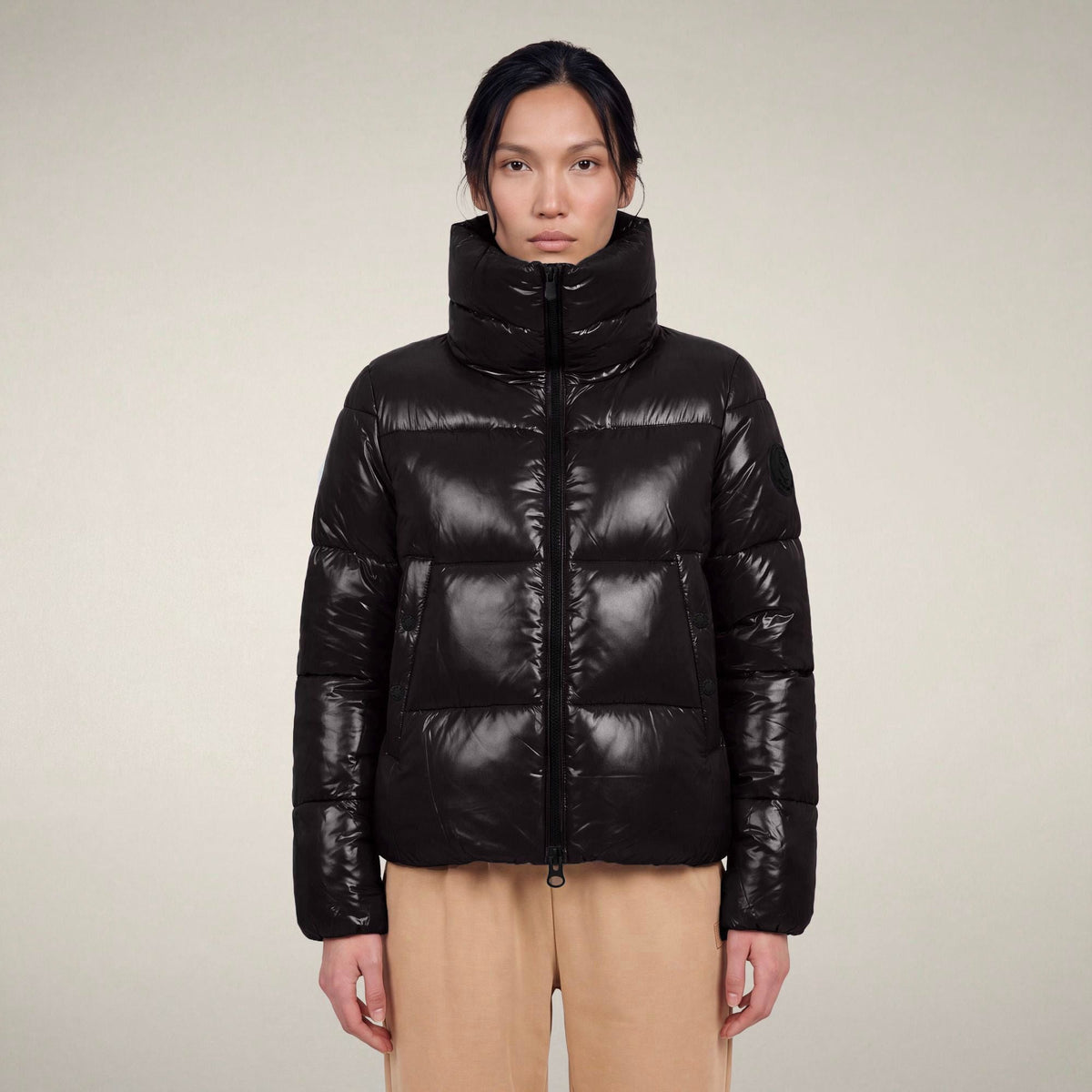 Women's Puffer Jacket Isla in Brown Black