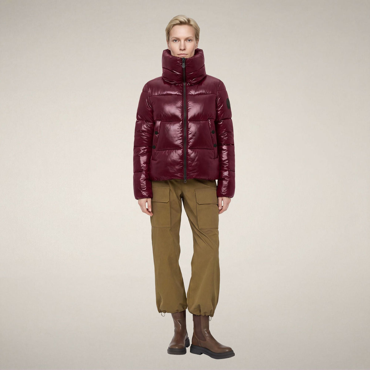 Women's Puffer Jacket Isla in Wine Red
