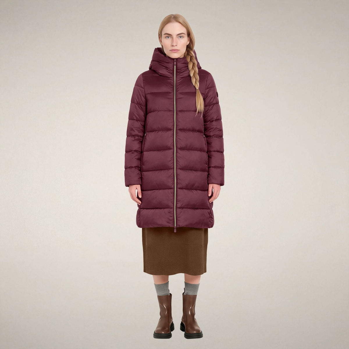 Women's Puffer Coat Lysa in Wine Red