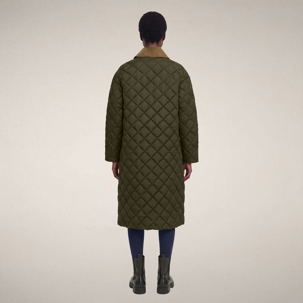 Abrigo acolchado para mujer Sadie en verde serpiente