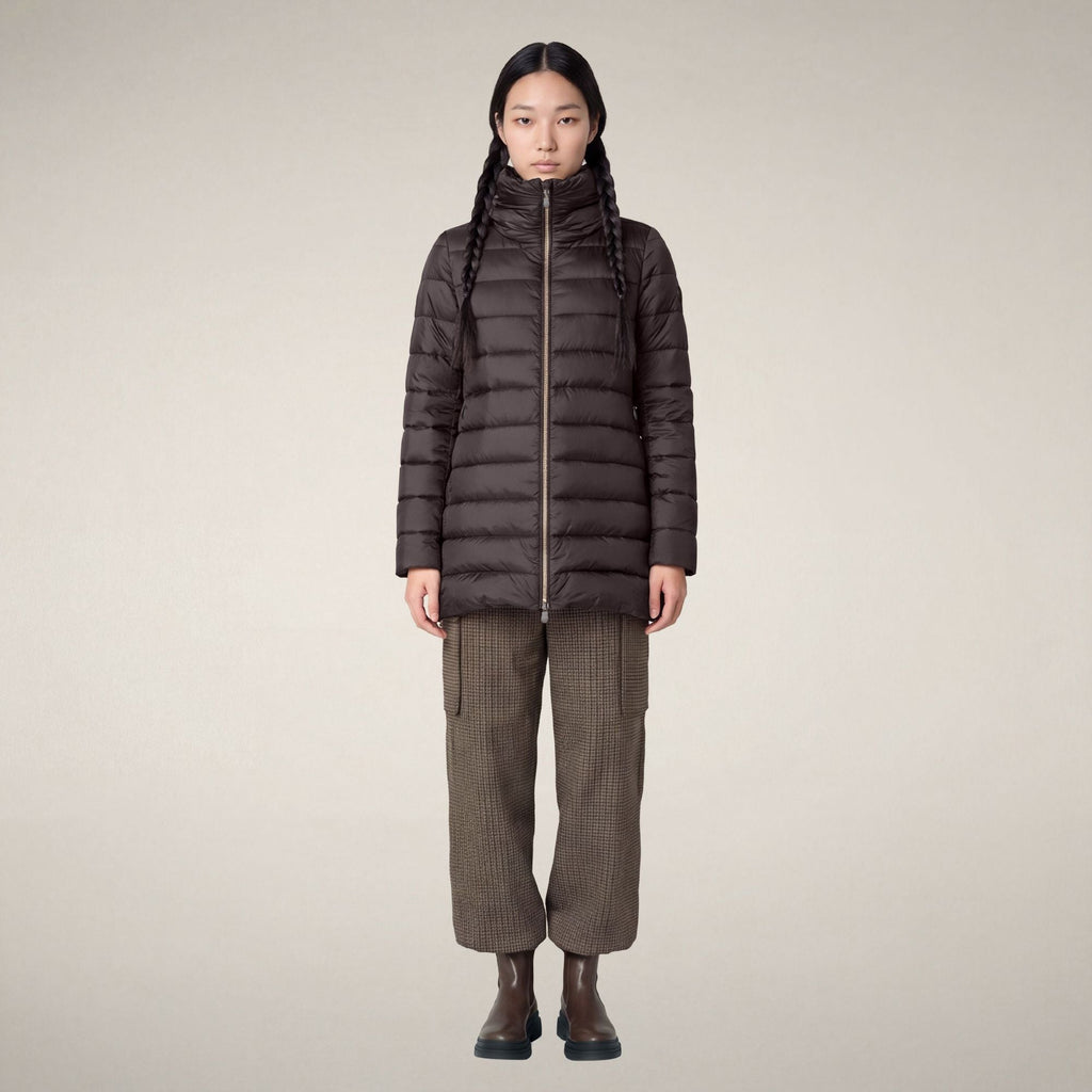 Women's Puffer Coat Lydia in Brown Black