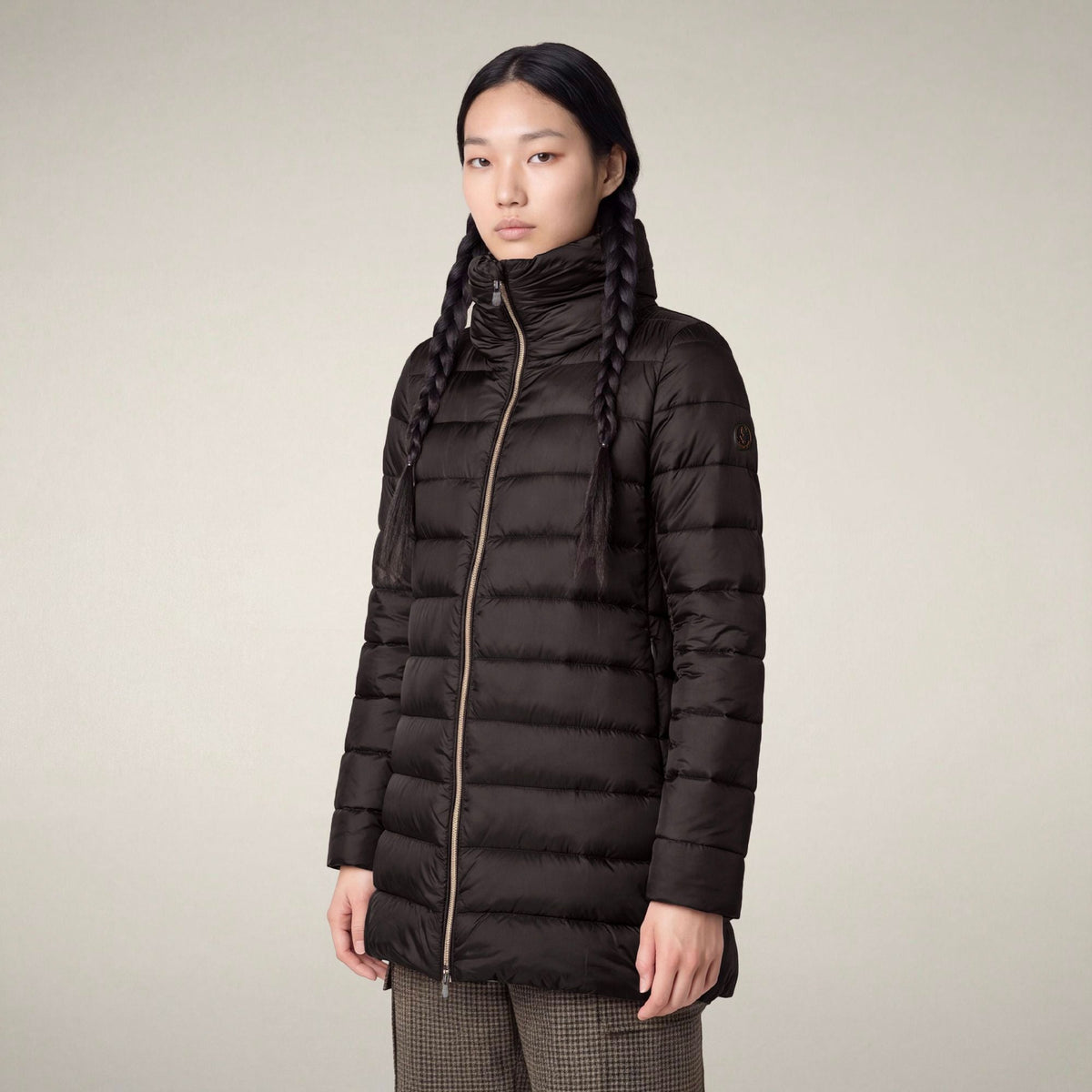 Women's Puffer Coat Lydia in Brown Black
