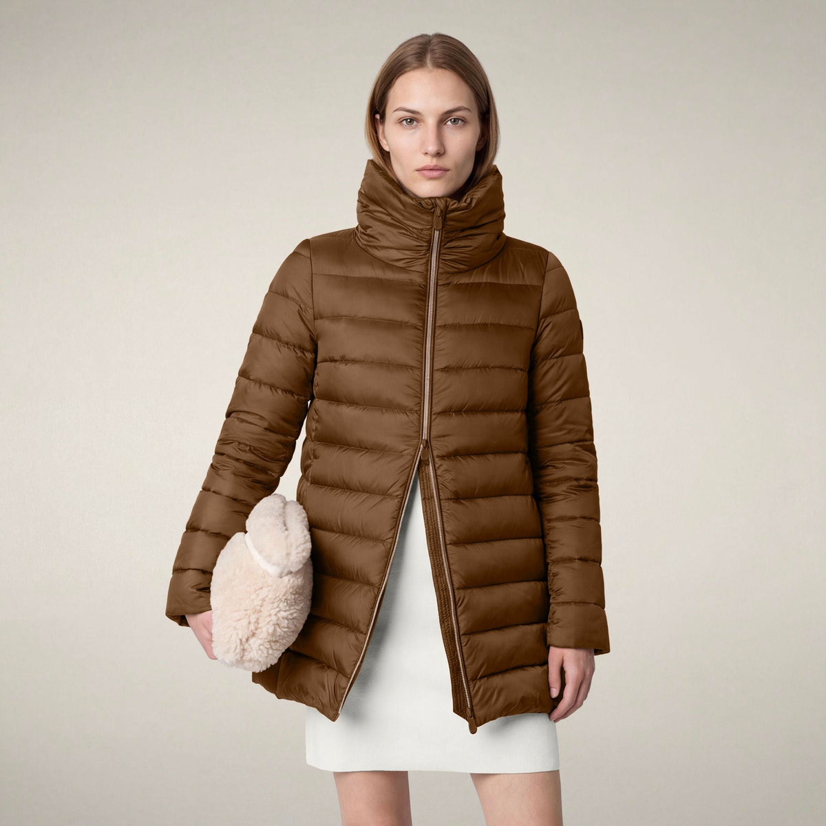 Women's Puffer Coat Lydia in Noisette Brown