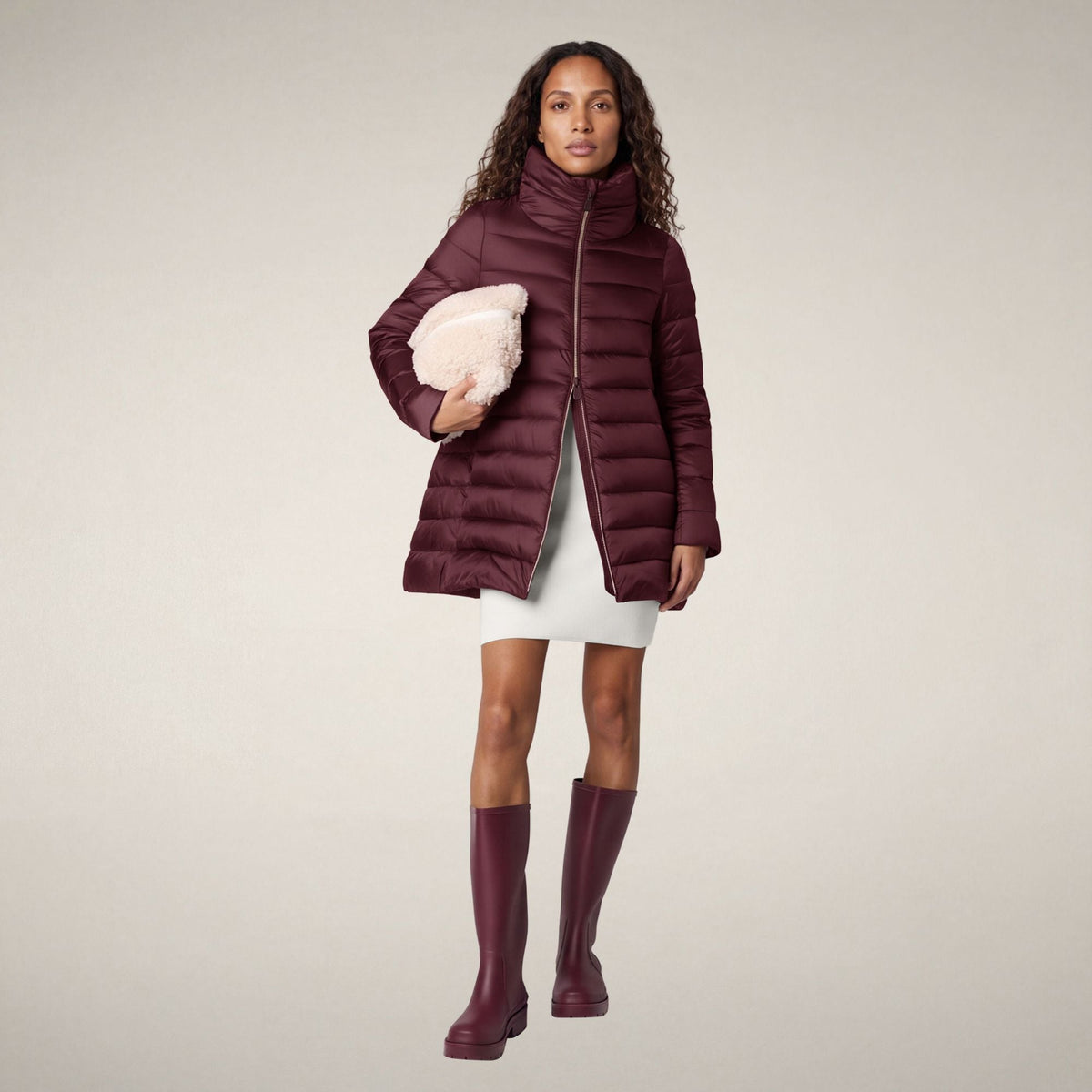 Women's Puffer Coat Lydia in Wine Red