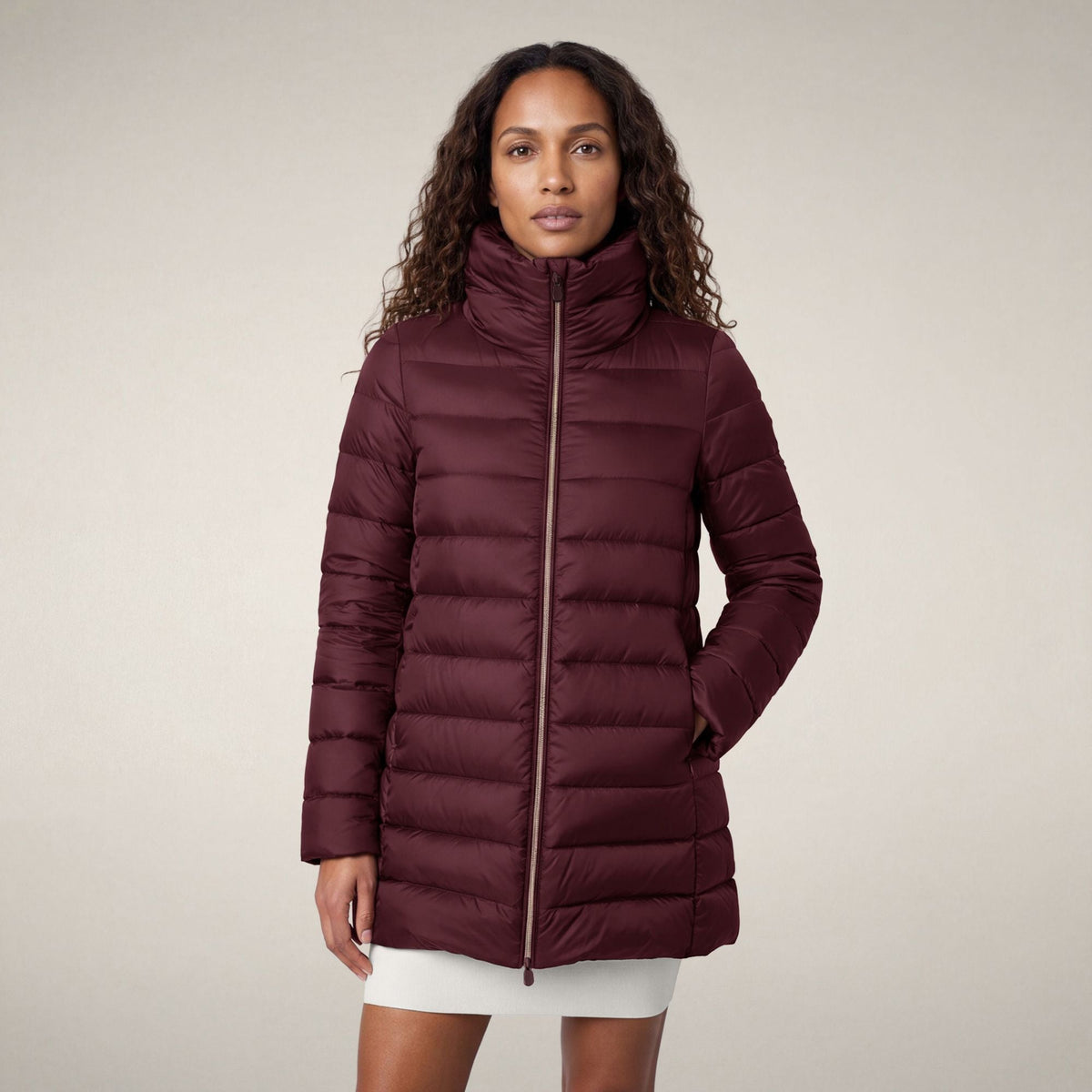 Women's Puffer Coat Lydia in Wine Red