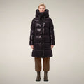 Women's Puffer Coat Isabel in Brown Black