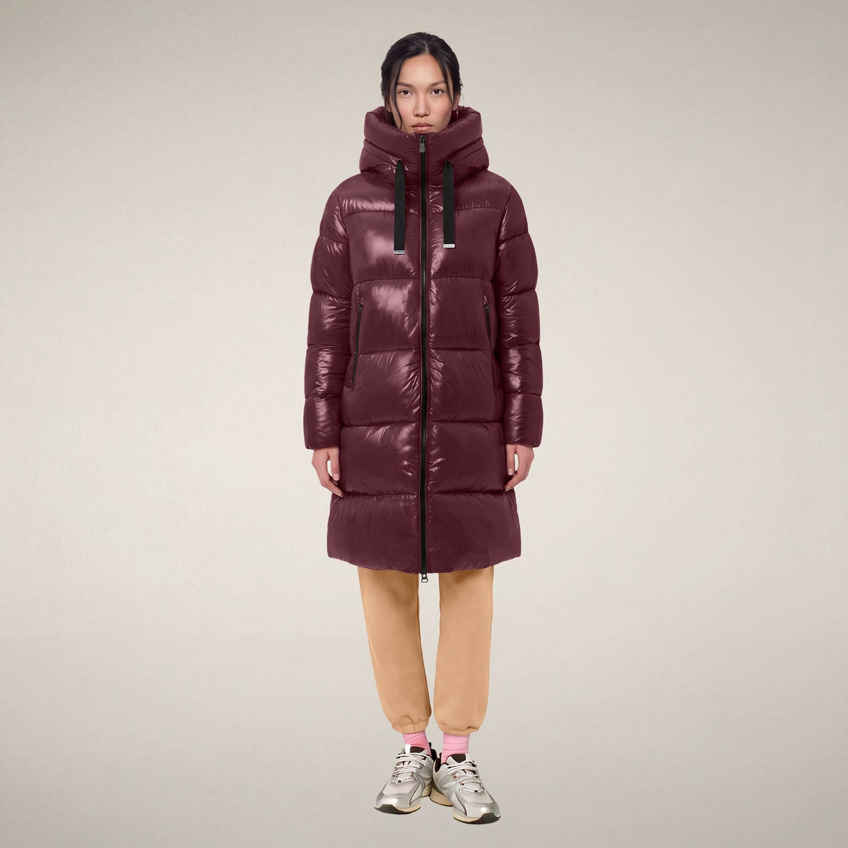 Women's Puffer Coat Isabel in Wine Red