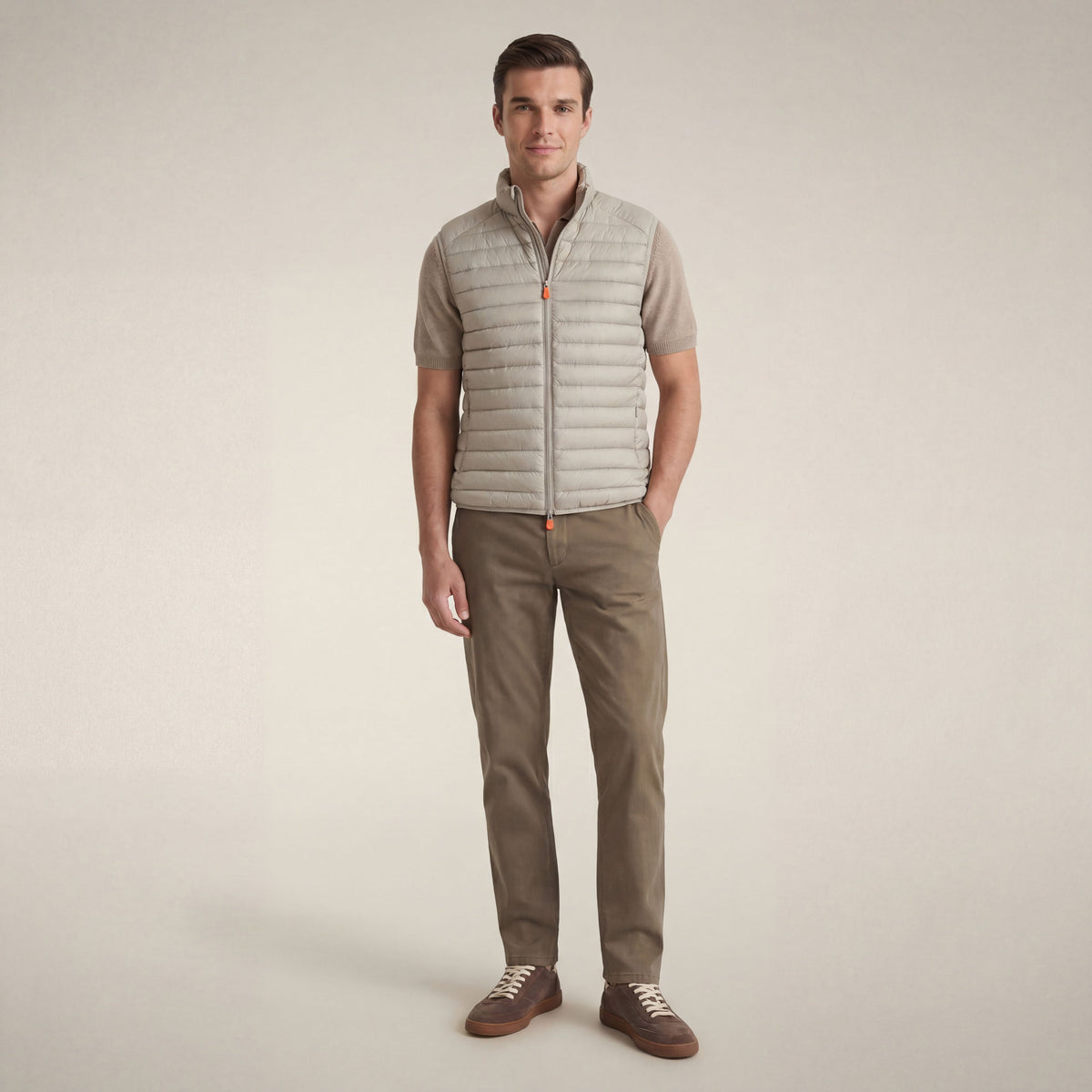 Man's quilted vest Adam in rainy beige