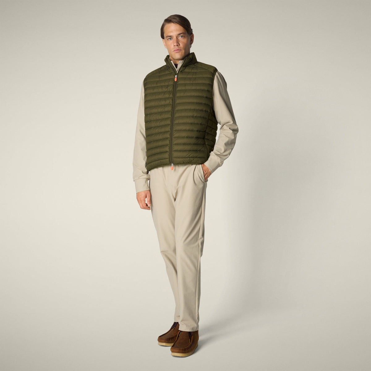 Man's quilted vest Adam in dusty olive