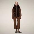Women's Faux Fur Puffer Vest Cassandra in Soil Brown