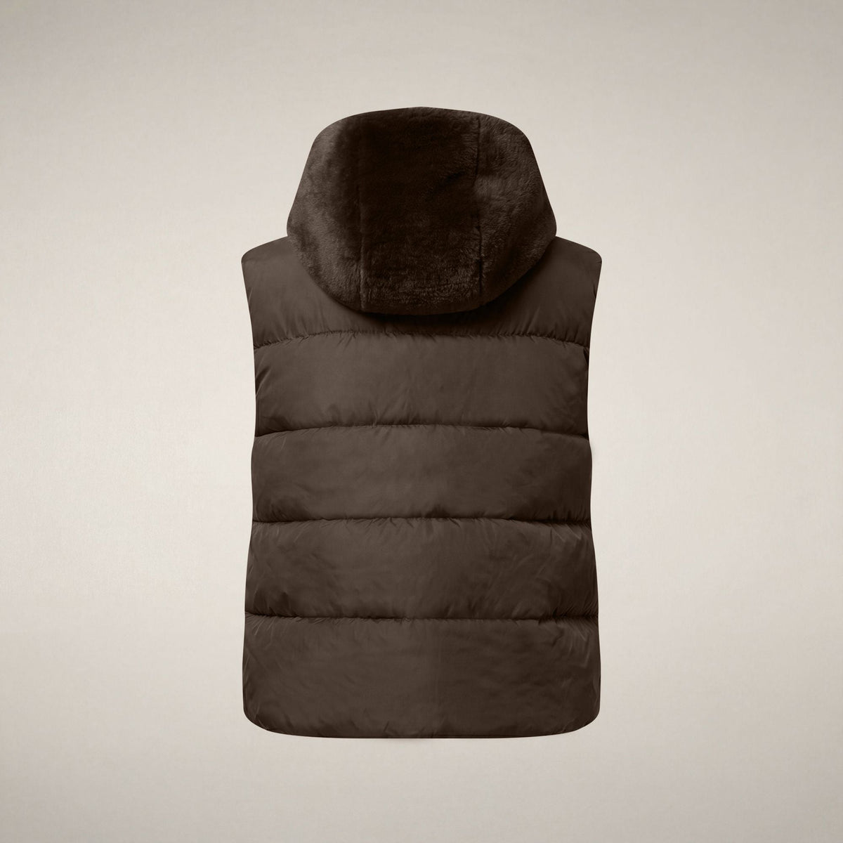 Women's Faux Fur Puffer Vest Cassandra in Soil Brown