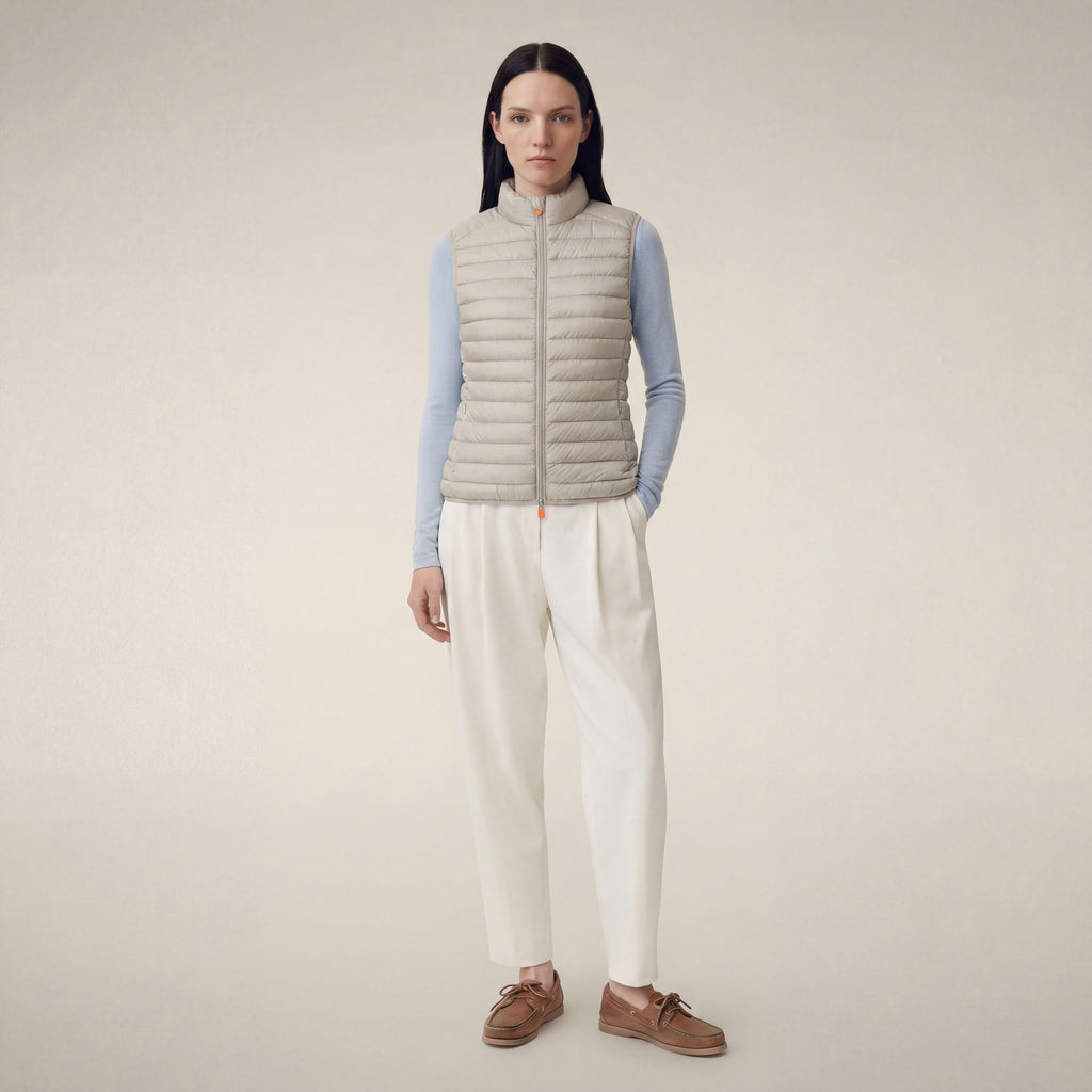 Women's quilted vest Charlotte in rainy beige
