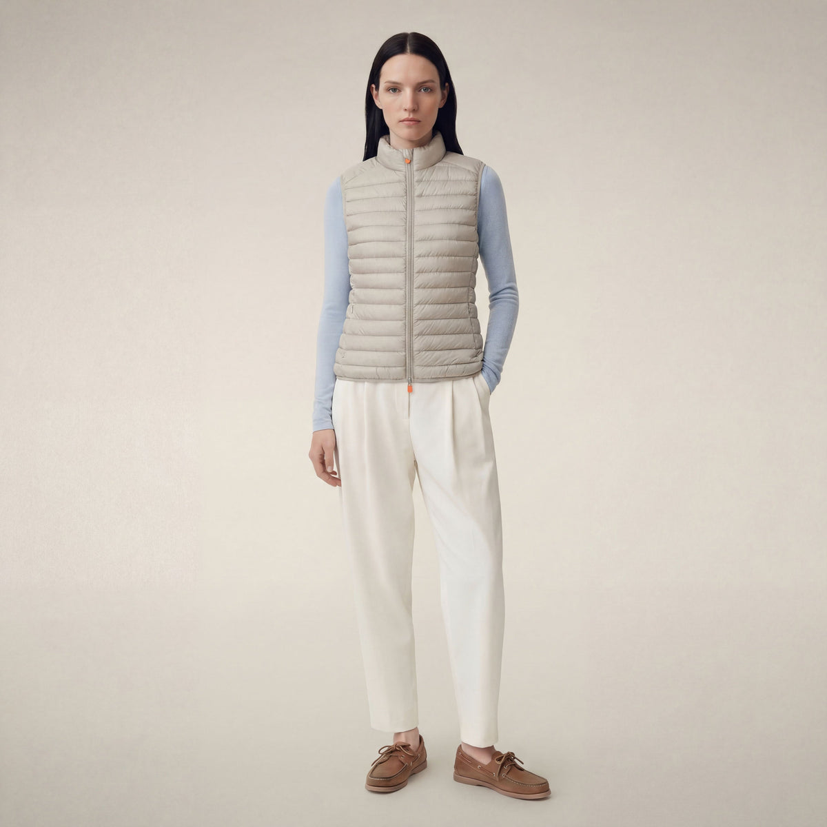 Women's quilted vest Charlotte in rainy beige