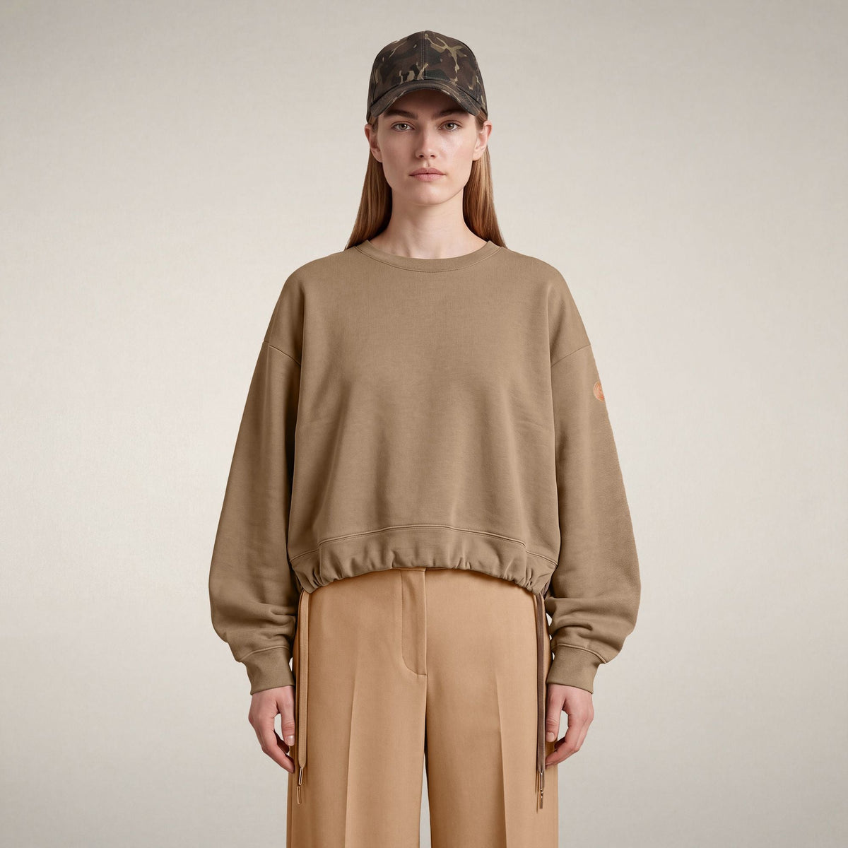 Women's Crewneck Sweatshirt Akemi in Biscuit Beige