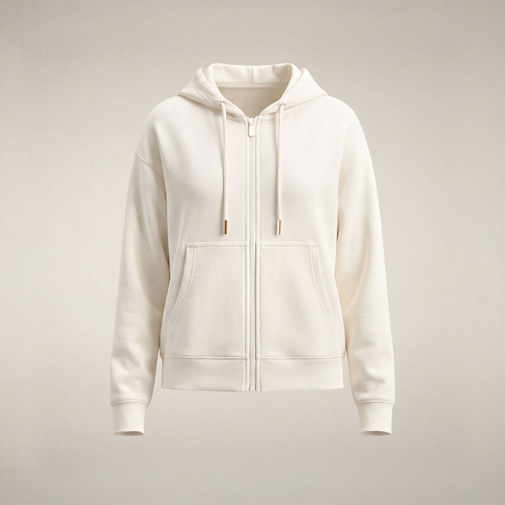 Women's Zip-Up Hoodie Kiku in Cloud White