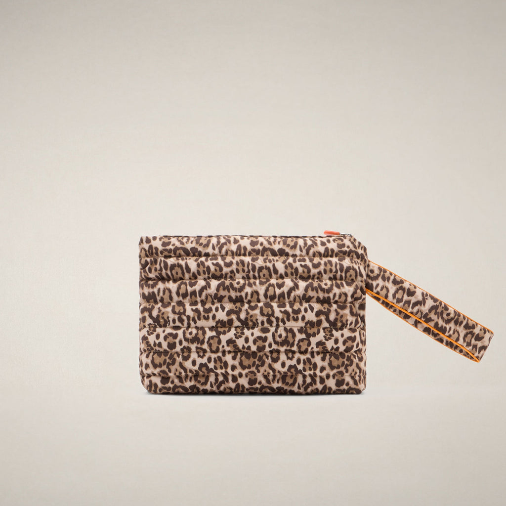 Unisex Quilted Pouch Clio with leopard print