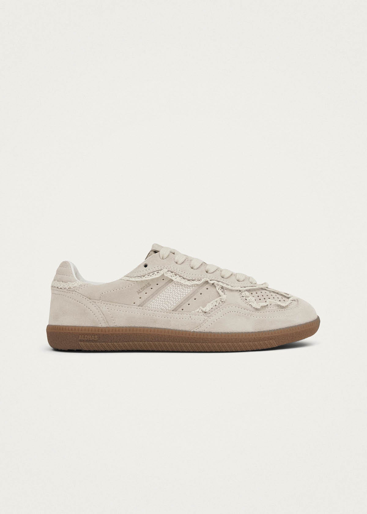 Tb.490 Gehaakte crèmekleurige leren sneakers