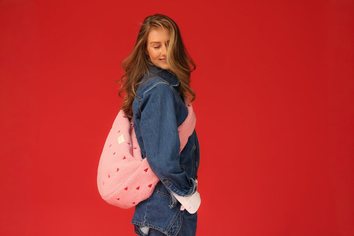 Teddy Crossbodytas | Lichtroze hartjes