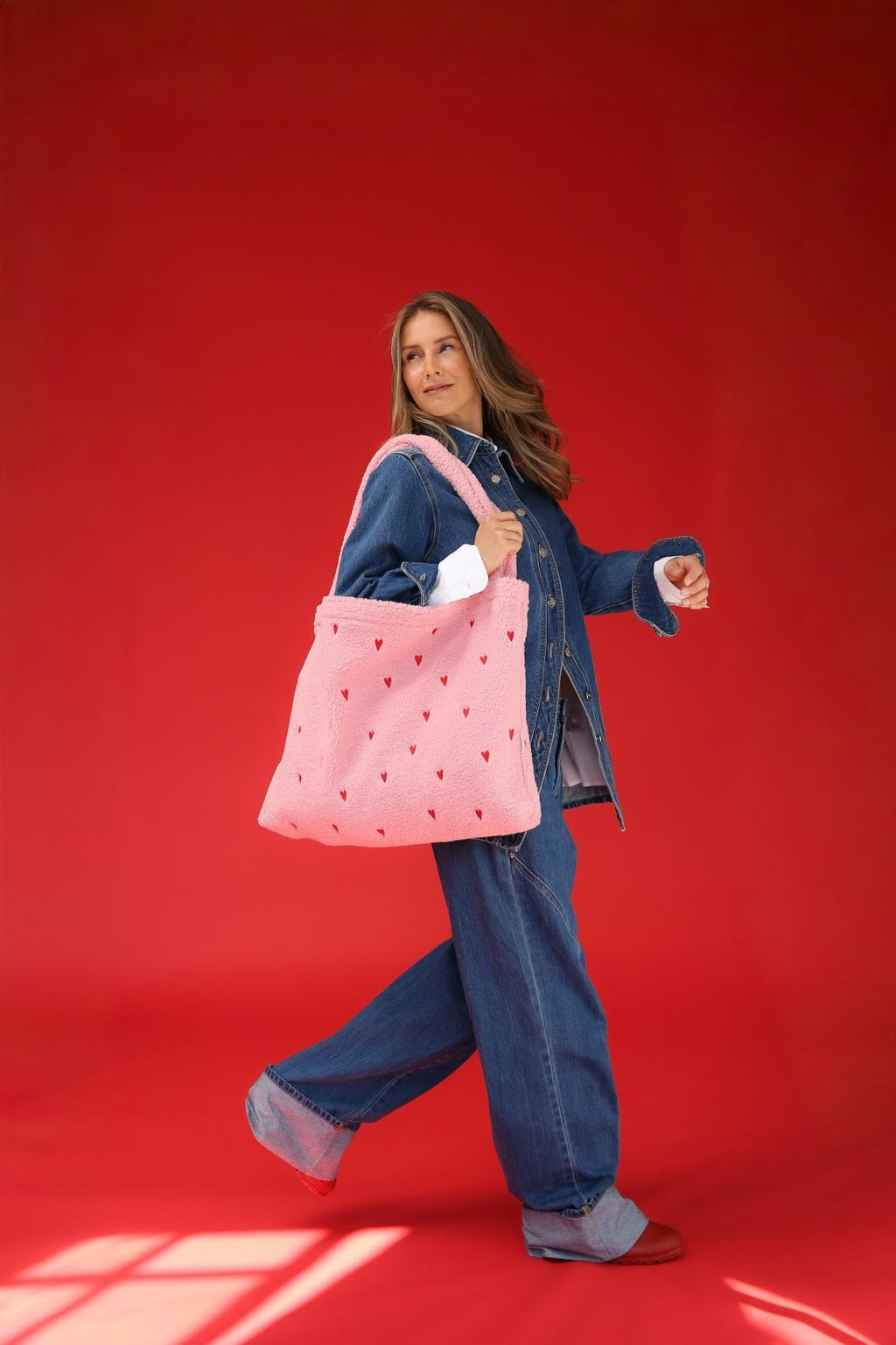 Teddy Mom Bag | Lichtroze hartjes