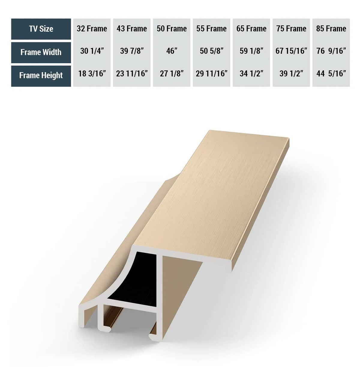 Frame My TV Samsung The Frame  65" Alloy Scoop Frame In Pale Gold - FRM-AL-SC-GLD-65 - image 5