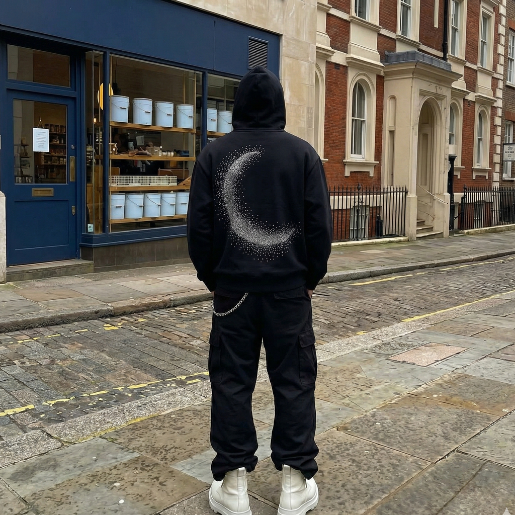 VYBES Rhinestone Moon Hoodie