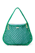 Blauw-gele omkeerbare insert | Groene macramé mom bag met