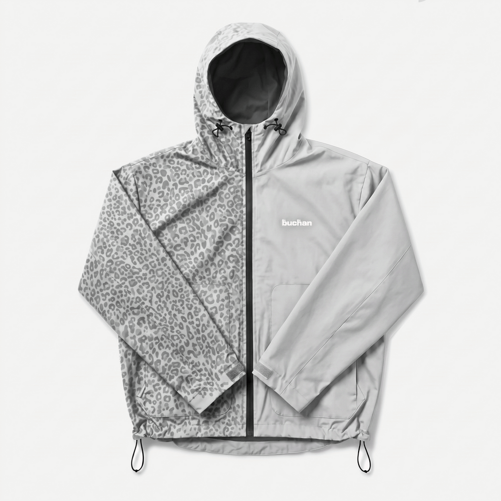Water Reactive Cheetah Rain Jacket - Grey