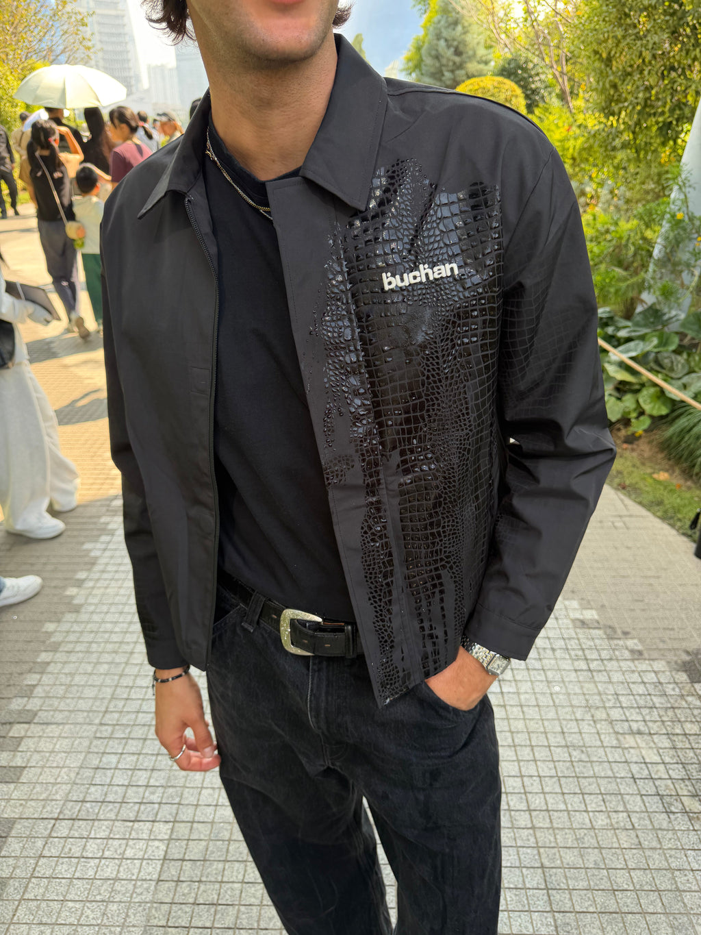 Chaqueta Croco Reactiva al Agua - Negra