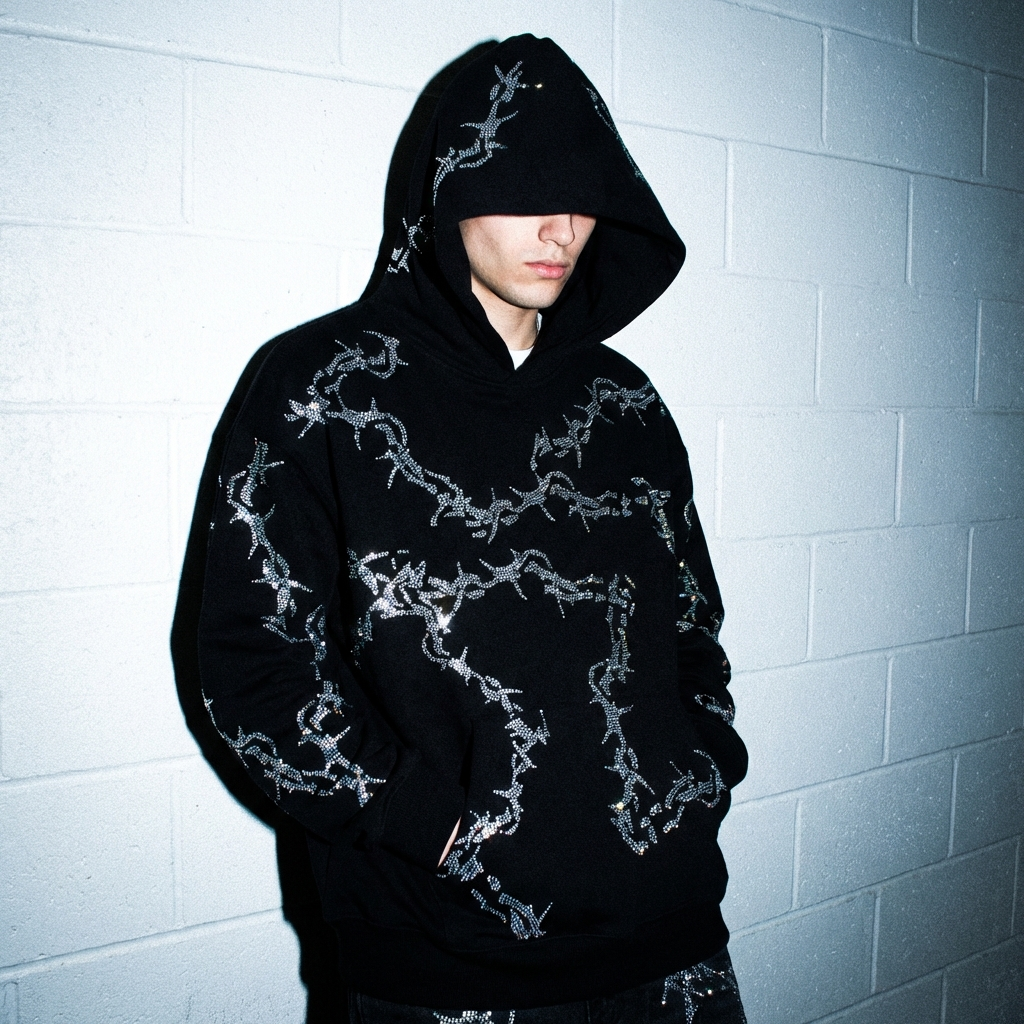 VYBES Rhinestone Thorn Hoodie
